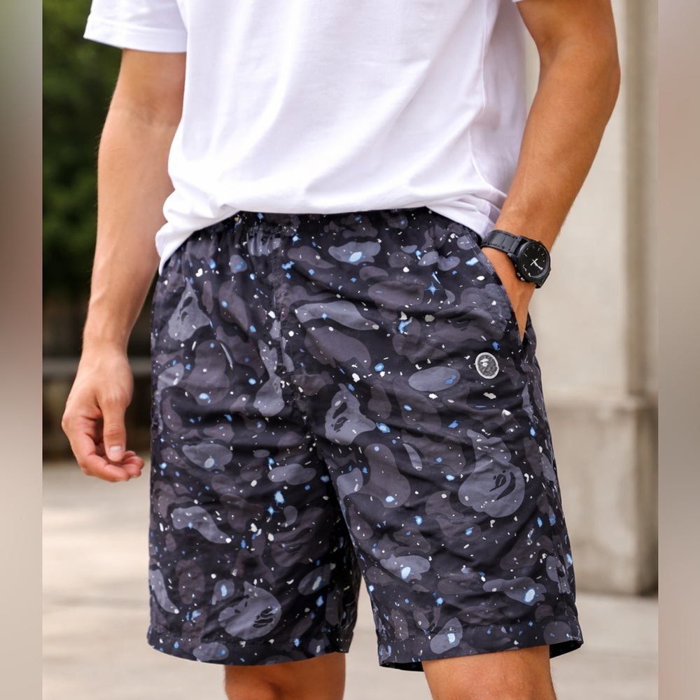 Bape A Bathing Ape Galaxy Space Camo Shorts Men's L Swim Trunks 9" AUTHENTIC‎ ✅